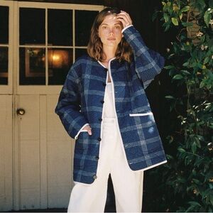 Christy Dawn Lou Lou jacket Indigo Blues Quilted Reversible xs coat plaid floral